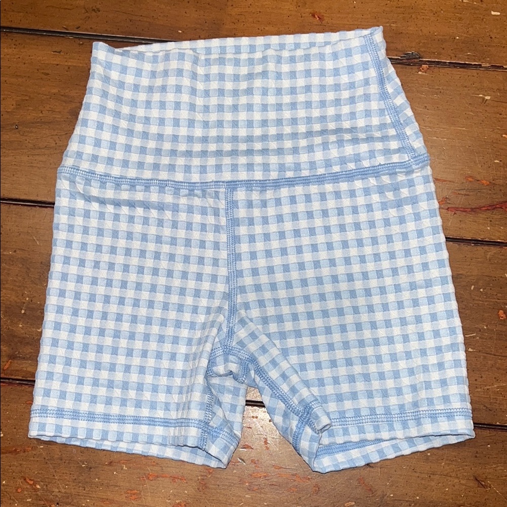 Aerie Gingham Spandex Shorts XS Blue & White